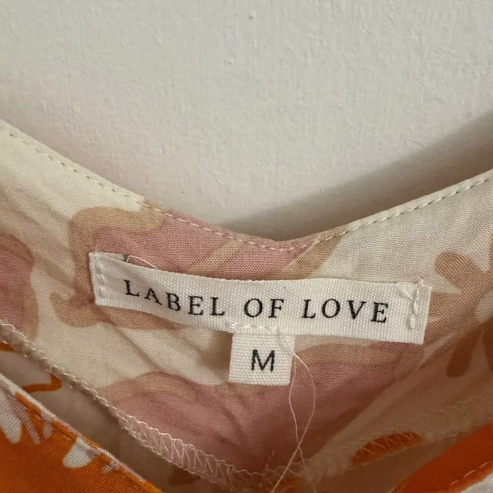Label Of Love Dress Medium Orange Sweetheart Neck Strap Midi Sundress Resortwear - Picture 2 of 8